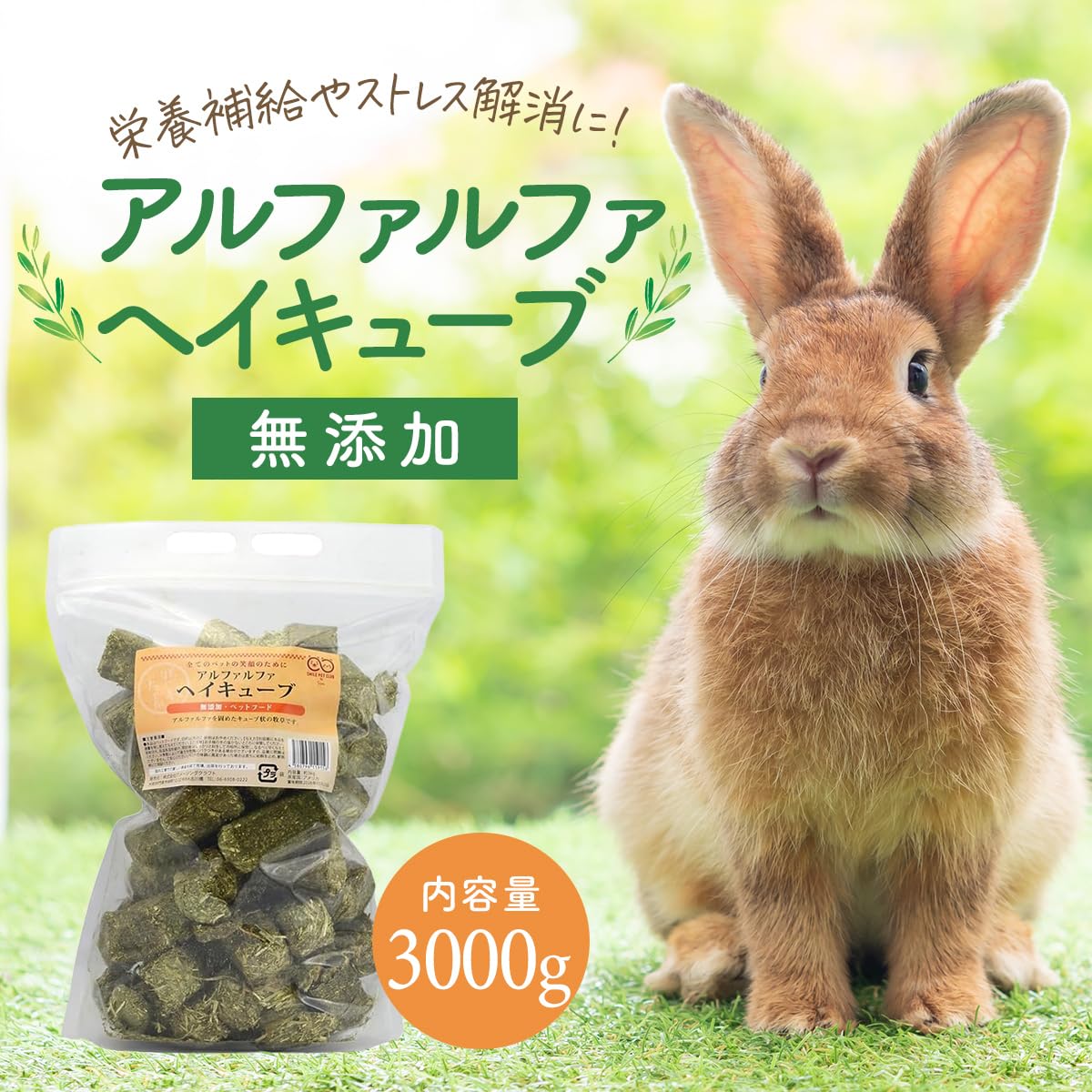 Amazon | SMILE PET CLUB アルファルファ ヘイキューブ 3kg 牧草