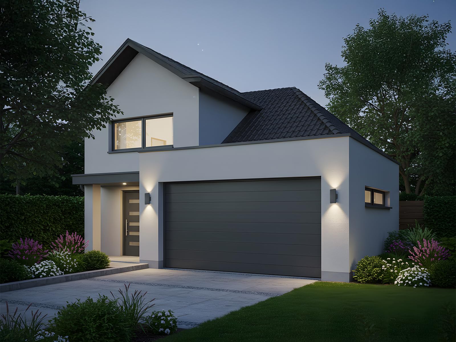 Lampada da parete a LED per esterni con Up and Down Light – in set da 2 – versatile illuminazione per esterni per casa e giardino, antracite.