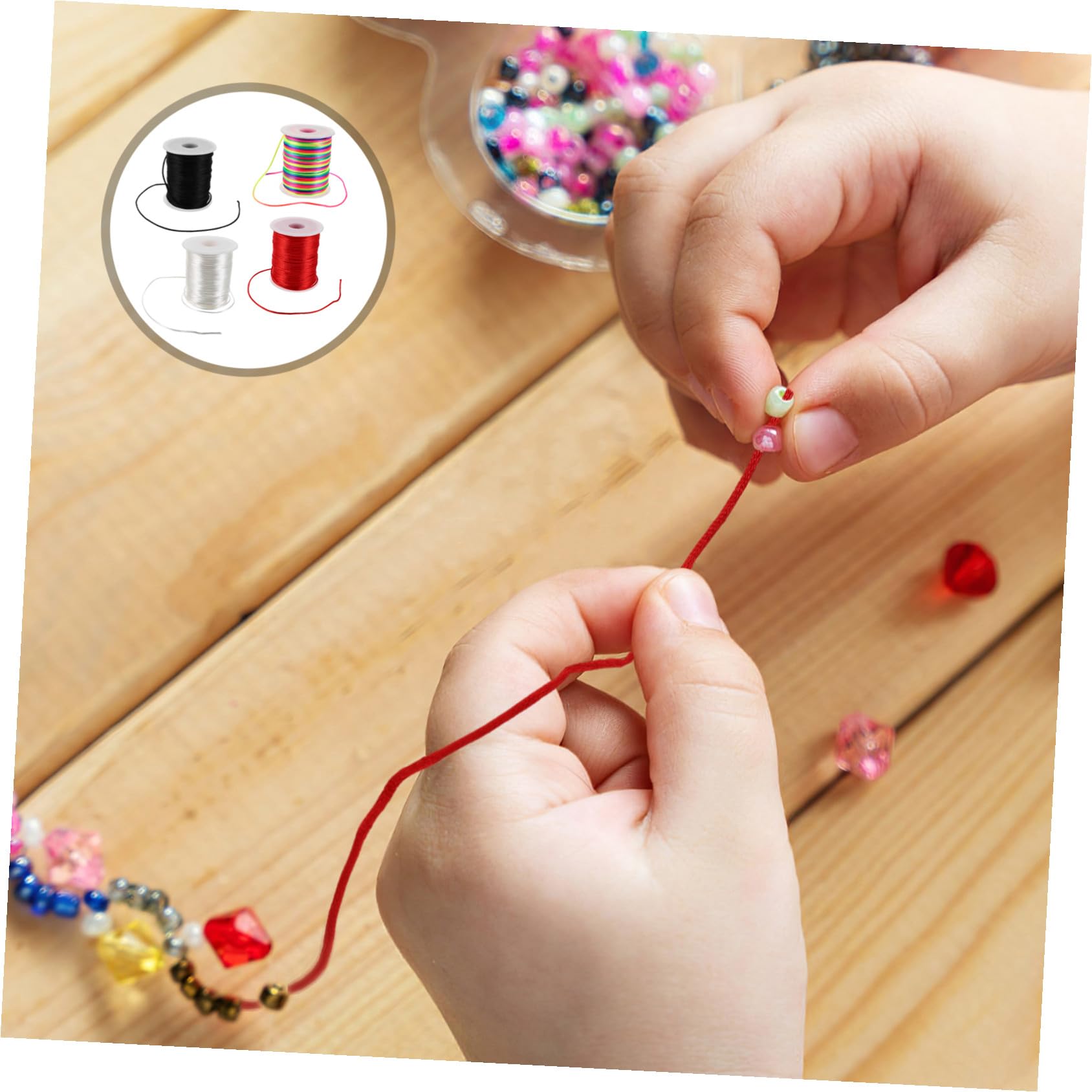 Hemobllo 4rotoli Spago Cerato per Braccialetti e Collane Corda Intrecciata per Perline Filo Cerato per Gioielli Artigianali Spago per Creazione di Gioielli Forniture per Macramè