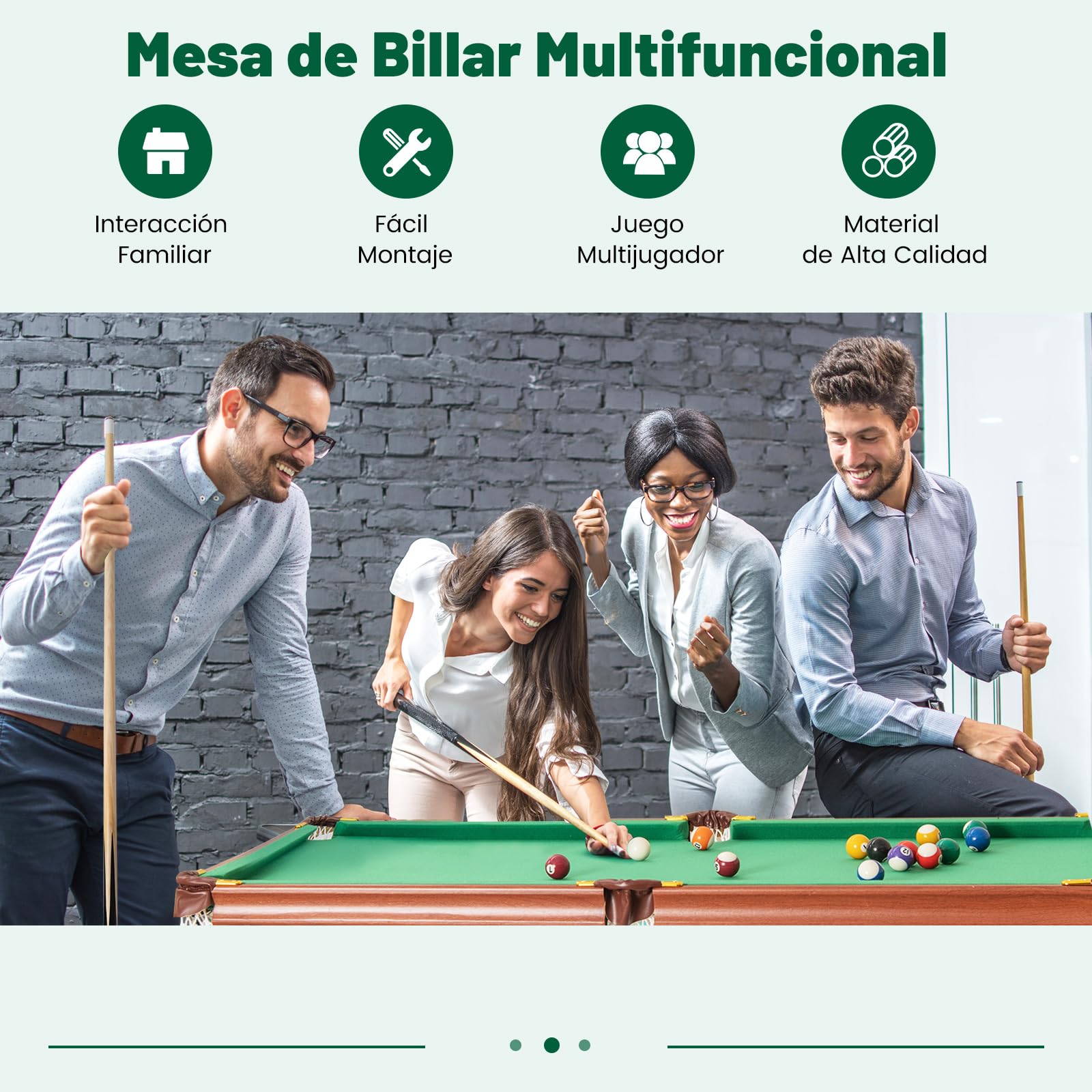 COSTWAY Mesa de Billar Plegable Portátil con 16 Bolas,138 x 67 x 79,5 cm, Niveladores de Pies Ajustables, Esquinas Protegidas de Cuero, 2 Tacos, 2 Tizas, Triángulo, Cepillo，Mini Mesa de Billar
