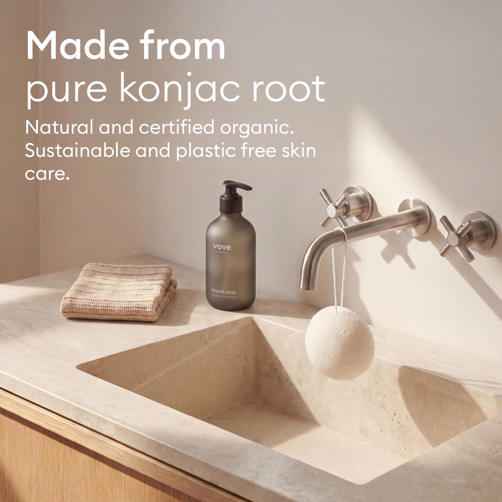 Vove | Spugna Konjac Premium Biologica | Confezione da 3 | Biodegradabile e Eco-Friendly | Carbone Attivo e Argilla Francese | Esfoliante Viso Delicato | Adatta a Tutti i Tipi di Pelle |