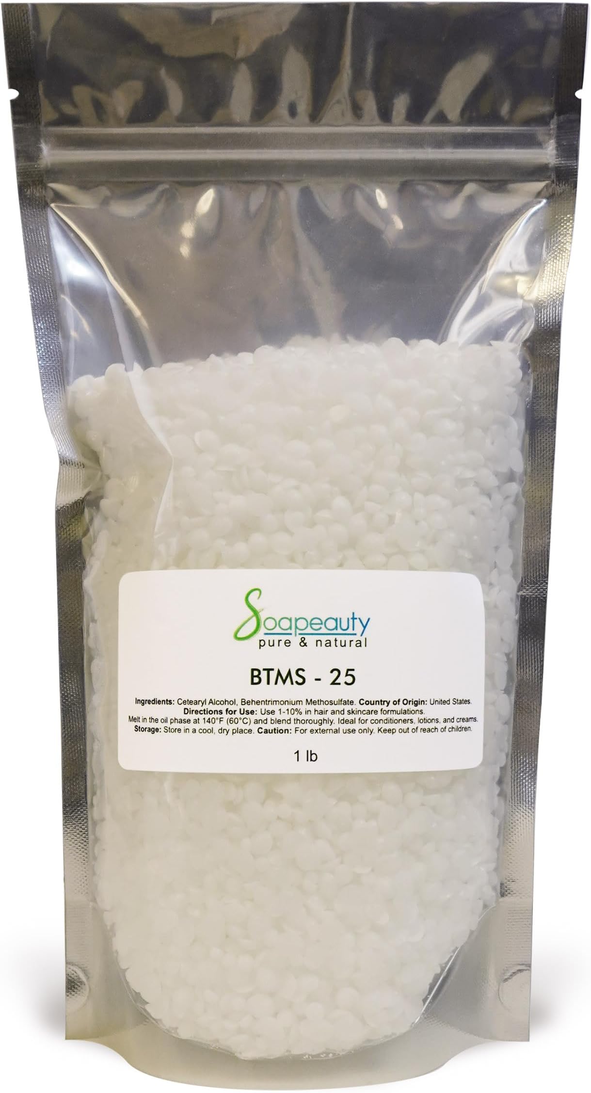 Soapeauty BTMS 25% Behentrimonium Methosulfate Cetearyl Alcohol Emulsifying Conditioner | Sizes 8 OZ to 8 LBS | (16 OZ / 1 POUND)