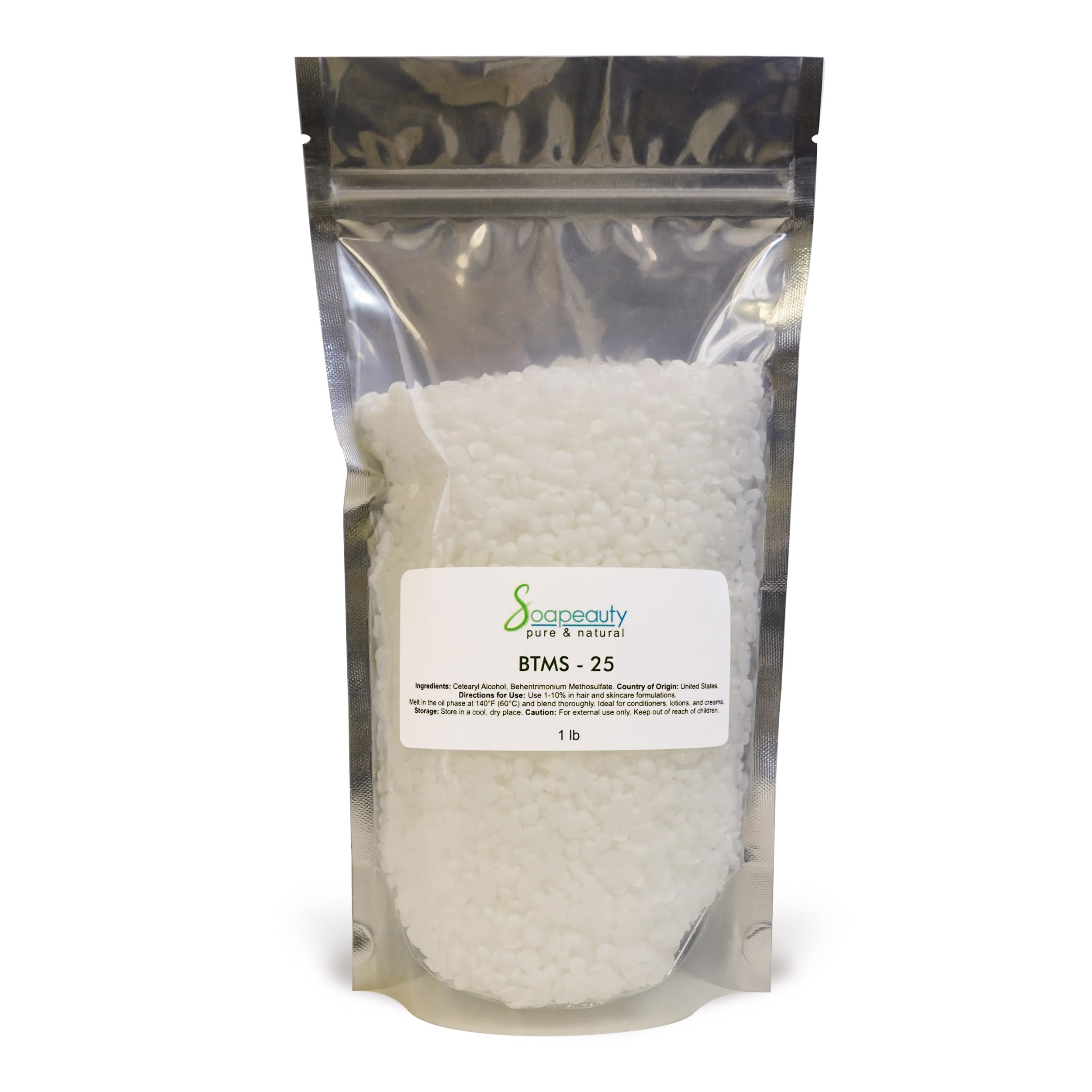 Soapeauty BTMS-25 (Behentrimonium Methosulfate & Cetearyl Alcohol) | Conditioning Emulsifier for Hair Care & Leave-In Formulations | 1 lb
