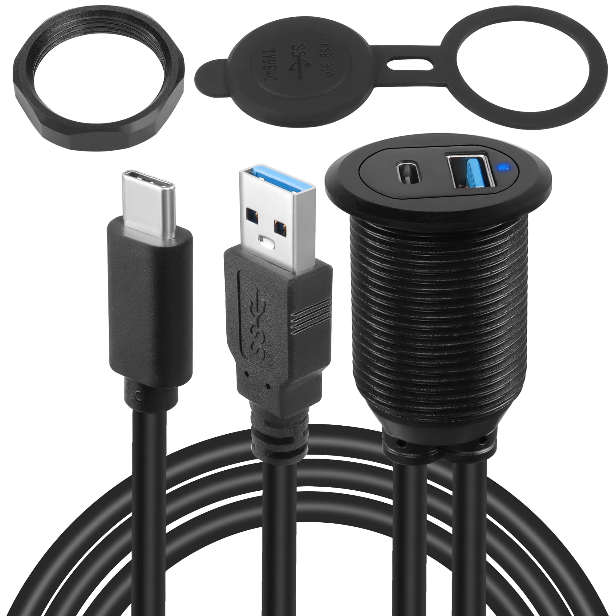 Amazon.co.jp: QIANRENON USB C3.1 & USB3.0 埋め込み車用防水ケーブル