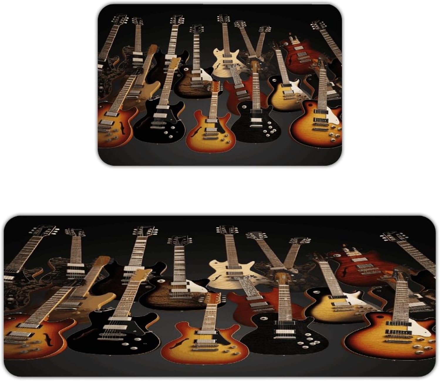 Guitars Kitchen Mat Washable Non Slip Rugs Soft Kitchen Mats for Floor Set of 2 PCS Cushioned Absorbent Runner Standing Rugs for Home Sink Laundry Office