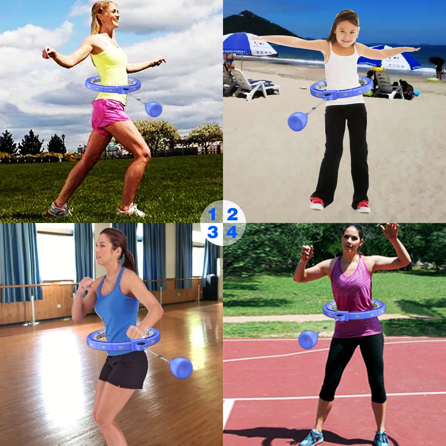 Hula Hoop Reifen Erwachsene, Hula Hoop mit Gewicht Kugel, Hoola Hoop zum Abnehmen, Hula Hoop Leise XXL 128CM, Hullahub Reifen, 18 Knoten, Einstellbar und Abnehmbar, Fitness Hula Hoop Reifen