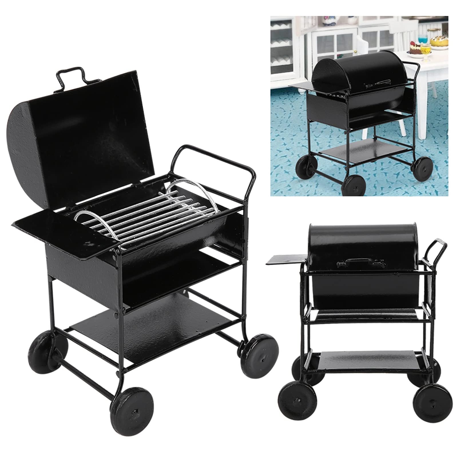 RIZGHWOY 1:12 Skala Mini BBQ Rack Puppenhaus Miniaturowe Ozdoby Rozwój Zabawek