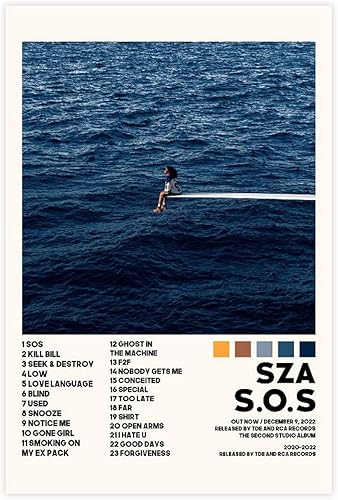 SZA - Póster SOS póster de SZA para lista álbum portada póster en lienzo decoración de pared pinturas para sala de estar dormitorio estilo sin marco