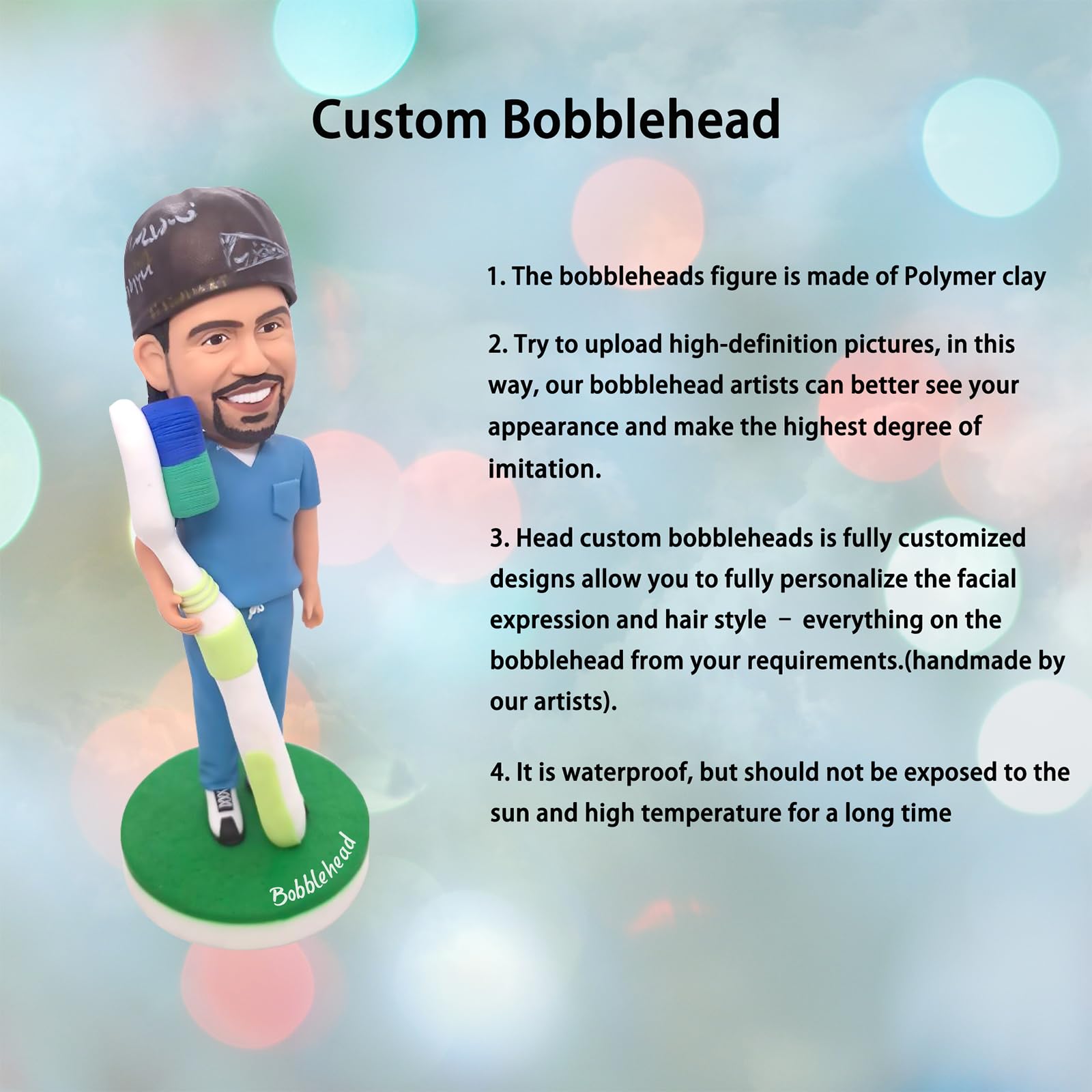 Figura personalizada con texto en inglés "Lady Bobblehead Confident" para profesionales, hecha a partir de tu foto, mujer elegante con traje rosa, regalo de arcilla hecha a mano para la carrera