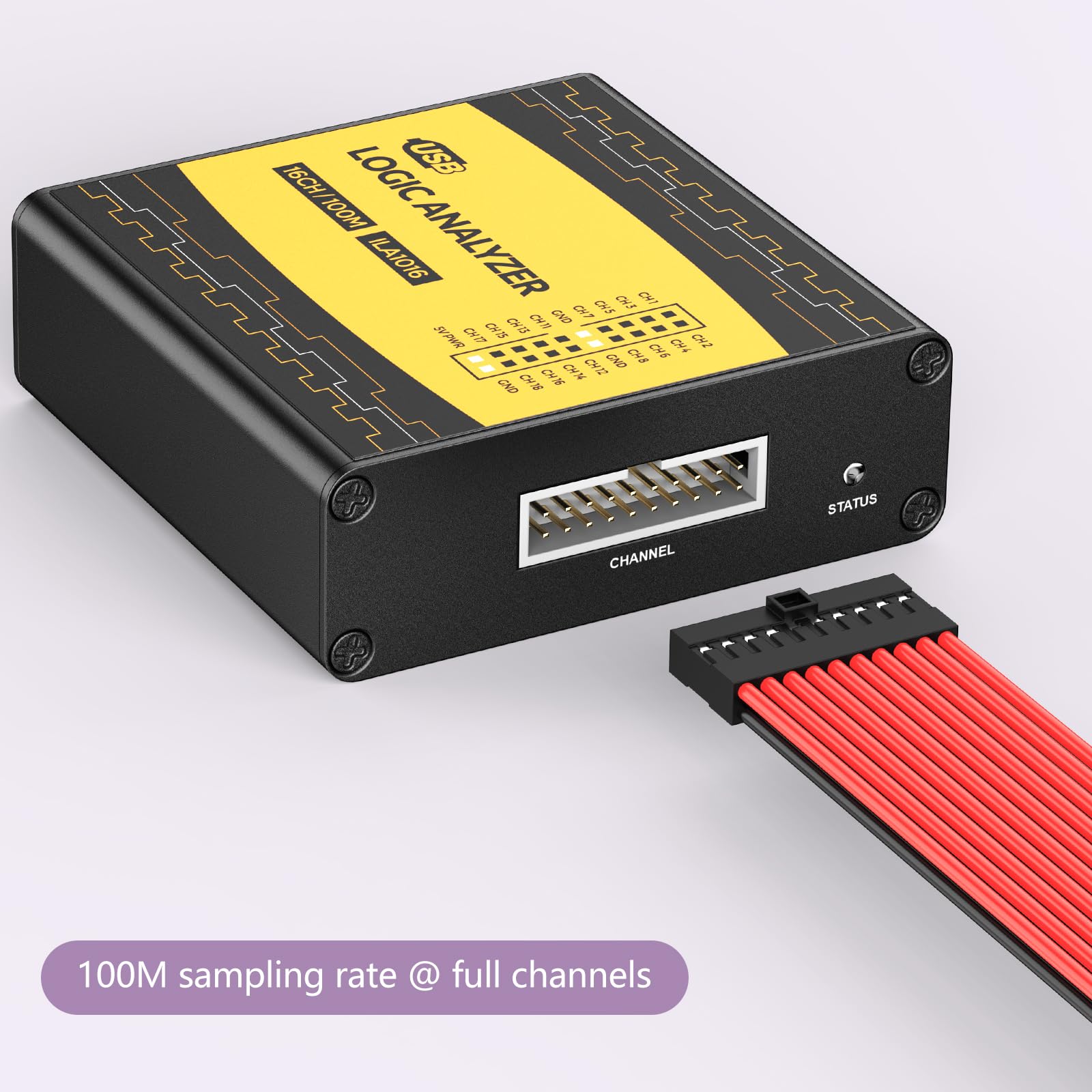 innomaker ULA1016 - Analizador lógico USB completo de 16 canales de frecuencia de muestreo de 100 MHz viene con software de código abierto pulseView que soporta Windows Linux Mac OS