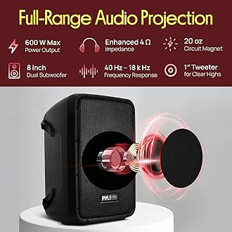 Pyle PA Speaker DJ Mixer Bundle - 300 W Portable Wireless Bluetooth Sound System w/USB SD XLR 1/4" RCA Inputs - Dual Speaker, Mixer, Microphone, Stand, Cable - Home/Outdoor Party - PPHP28AMX,Black