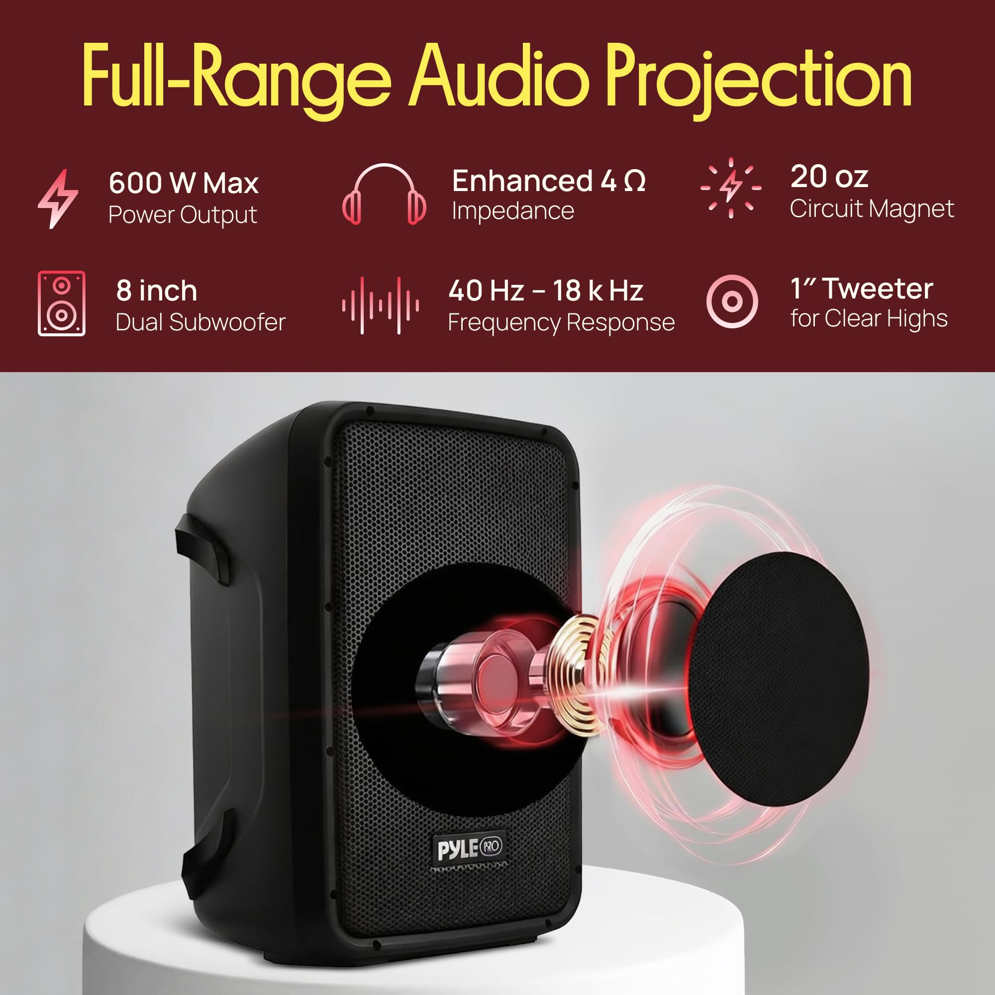 Pyle PA Speaker DJ Mixer Bundle - 300 W Portable Wireless Bluetooth Sound System w/USB SD XLR 1/4" RCA Inputs - Dual Speaker, Mixer, Microphone, Stand, Cable - Home/Outdoor Party - PPHP28AMX,Black