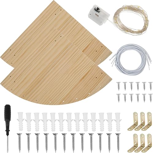 Miniatura 9 de Jaula esquinera de almacenamiento de madera para animales de peluche, soporte grande de madera para juguetes de peluche con luz LED, longitud