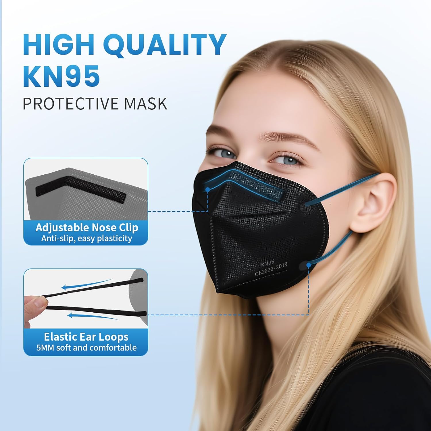 Borje KN95 Face Masks 50 Pcs, 5-Ply Protection Multicolor KN95 Mask, Disposable Face Masks for Adults - Image 5