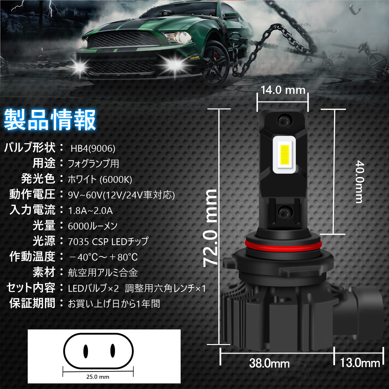 Amazon | OPPLIGHT HB4 LED フォグランプ ホワイト 白色 6000K Amazon | OPPLIGHT HB4 LED フォグランプ ホワイト 白色 6000K