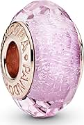 PANDORA Faceted Pink Murano Glass Charm Bracelet Charm Moments Bracelets - Stunning Women's Jewelry - Gift for Women in Your Life - Made Rose, No Box