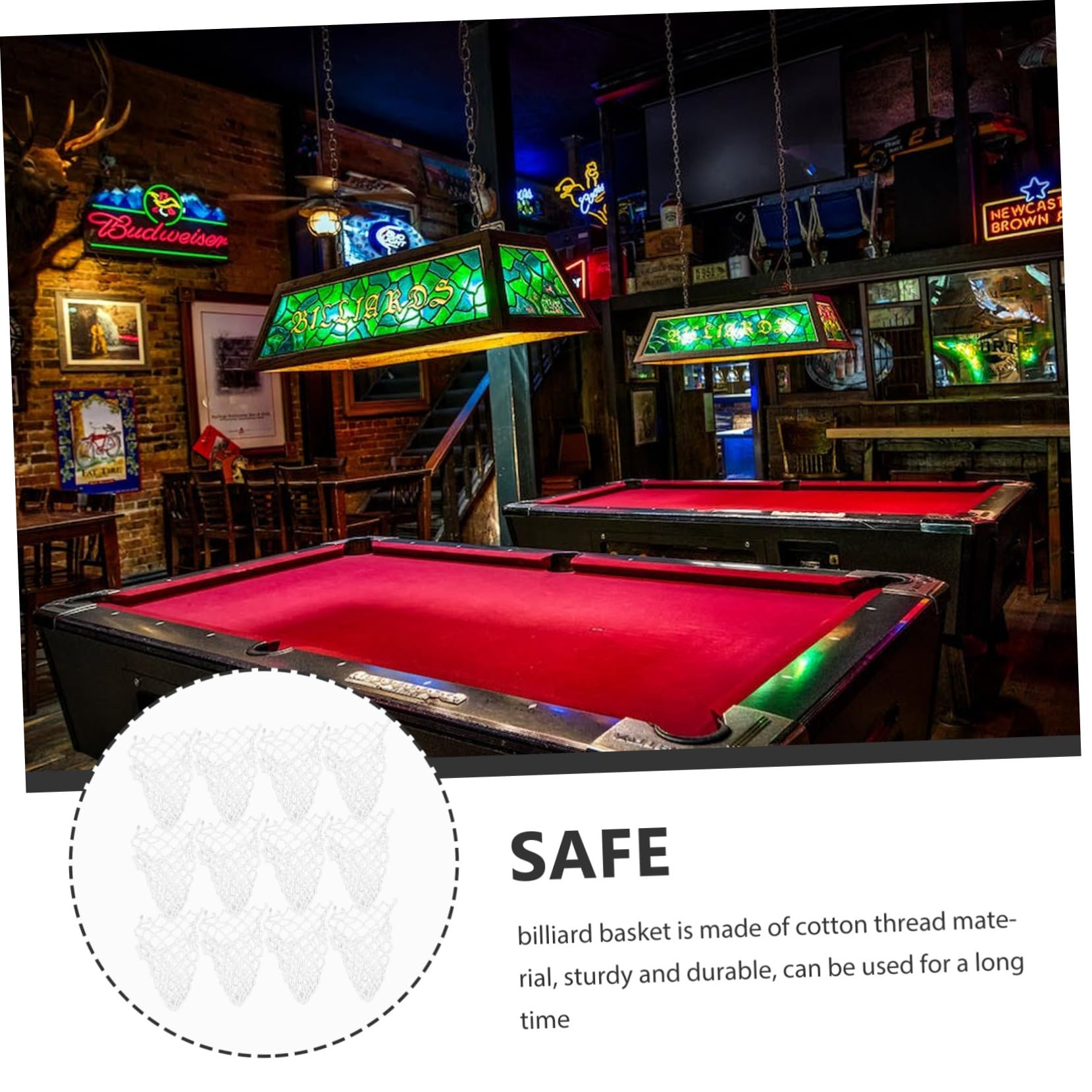 Happyyami Billiard Table Bag 12pcs Mesh Storage Pockets Snooker Accessory Kit Pool Table Net Bag