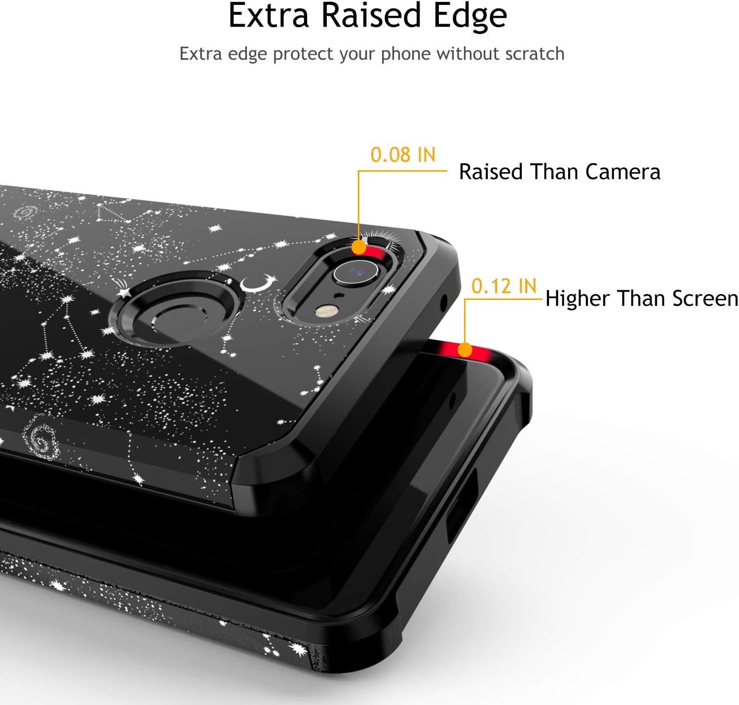 PBRO Google Pixel 3 XL Case,Cute Universe Constellation Case Dual Layer Heavy Duty Hybrid PC+TPU Heavy Duty Protective Anti-Scratch Shockproof Fit for Google Pixel 3 XL(2018) Release Universe/Black