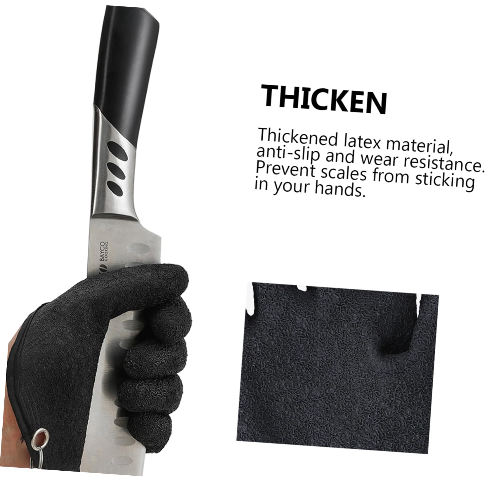 NAMOARLY 1pc Skidproof Pe Thread Woven Fishing Gloves Black Puncture Resistant Paw Gloves Non-Slip Fish Cleaning for Random Color