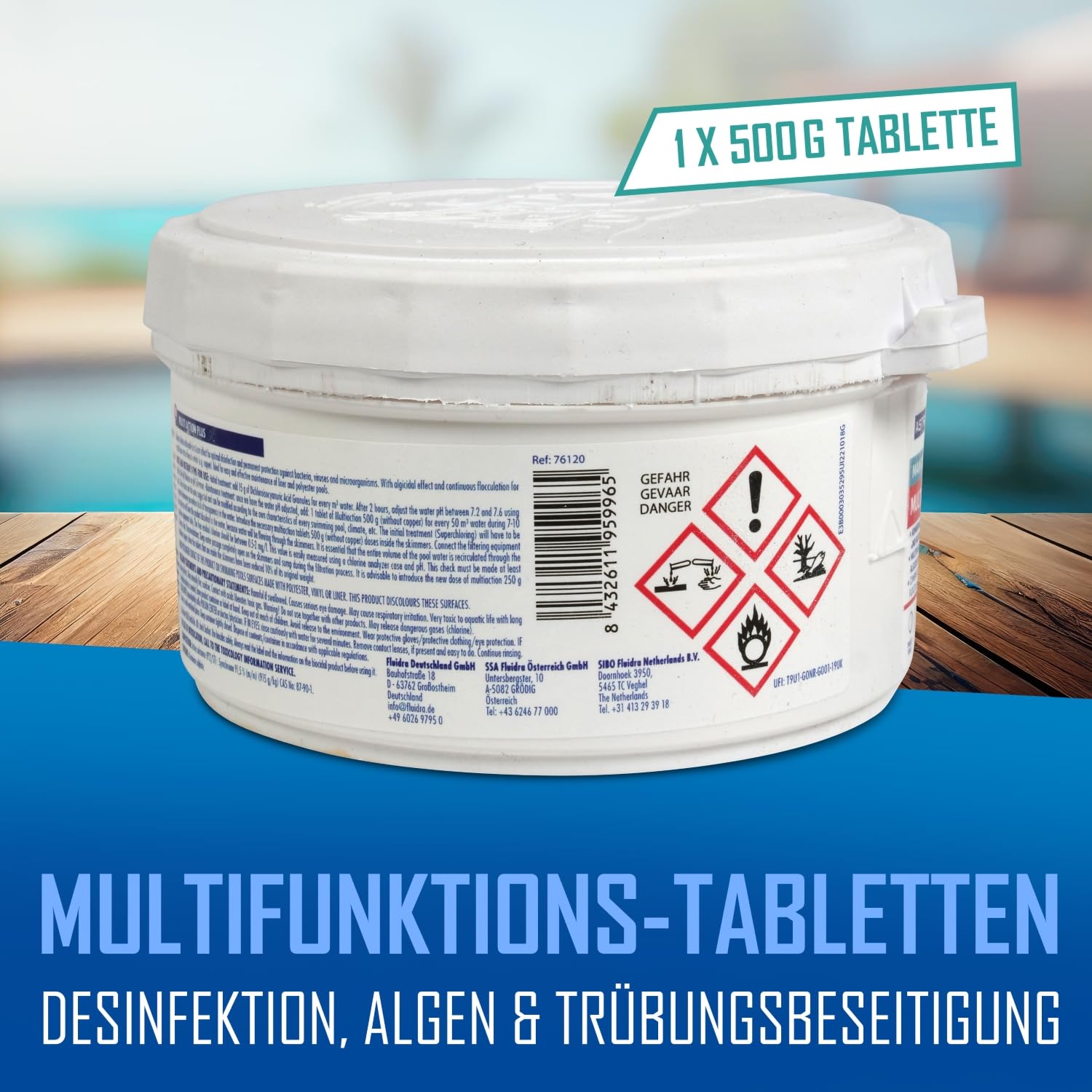 Astral Pool Multi Action Plus Chlorblock 3x500g - Multifunktionstabletten für Langzeitdesinfektion, Algenprävention & Flockung