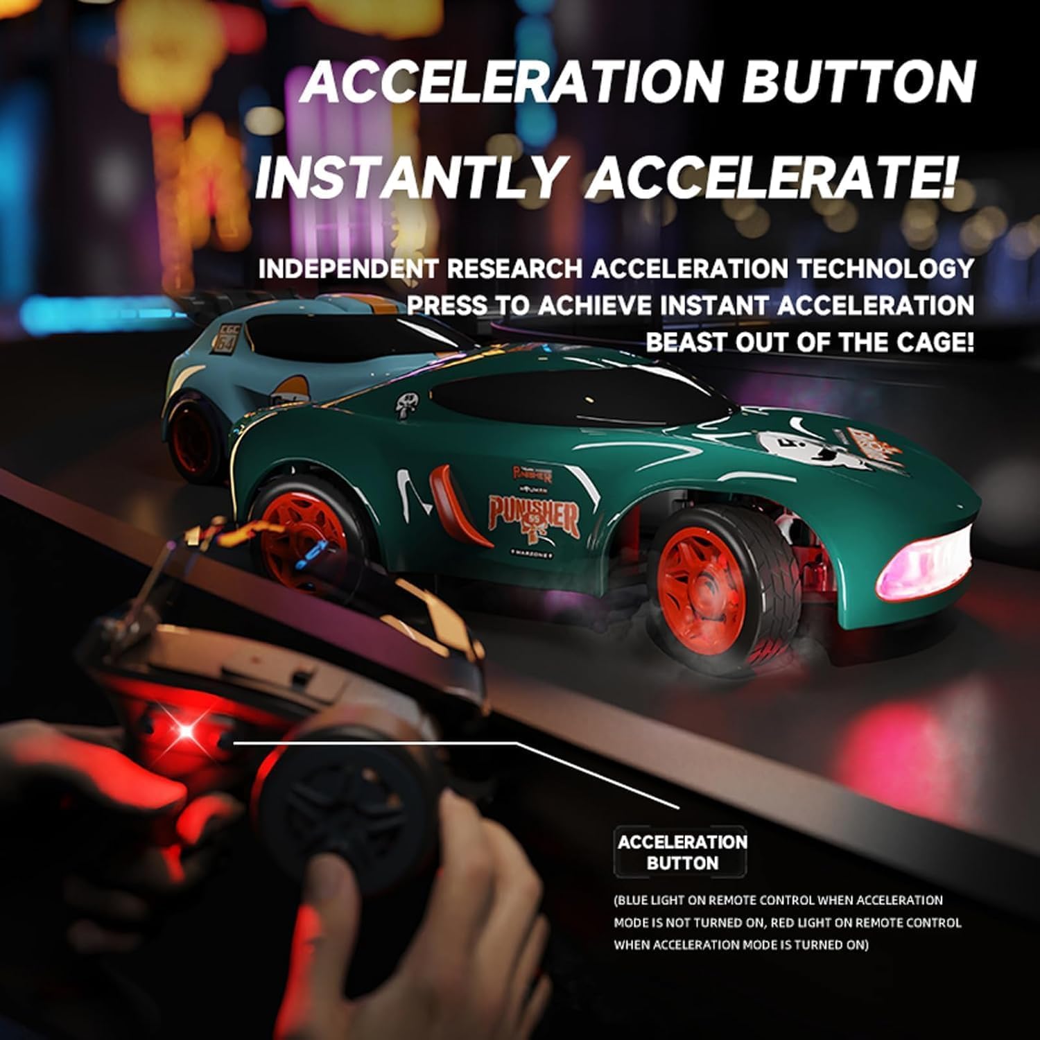 TIUDTOY Dash Remote Control Car | 2.4Ghz, 1:64 Scale | Rc Cars, Remote Control Car Toy, Rc Drifting Cars, Interchangable Wheel Sleeves, 4 Light & 2 Speed Modes 3