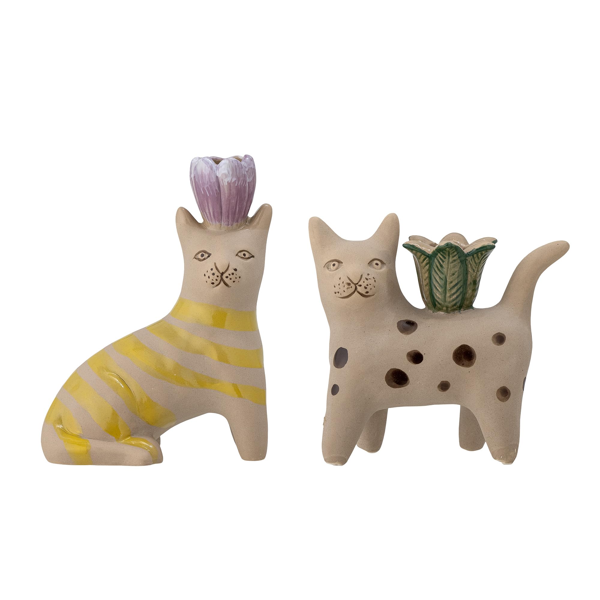 BLOOMINGVILLE - Set of 2 - Mamie Cat Candlestick (82058194)