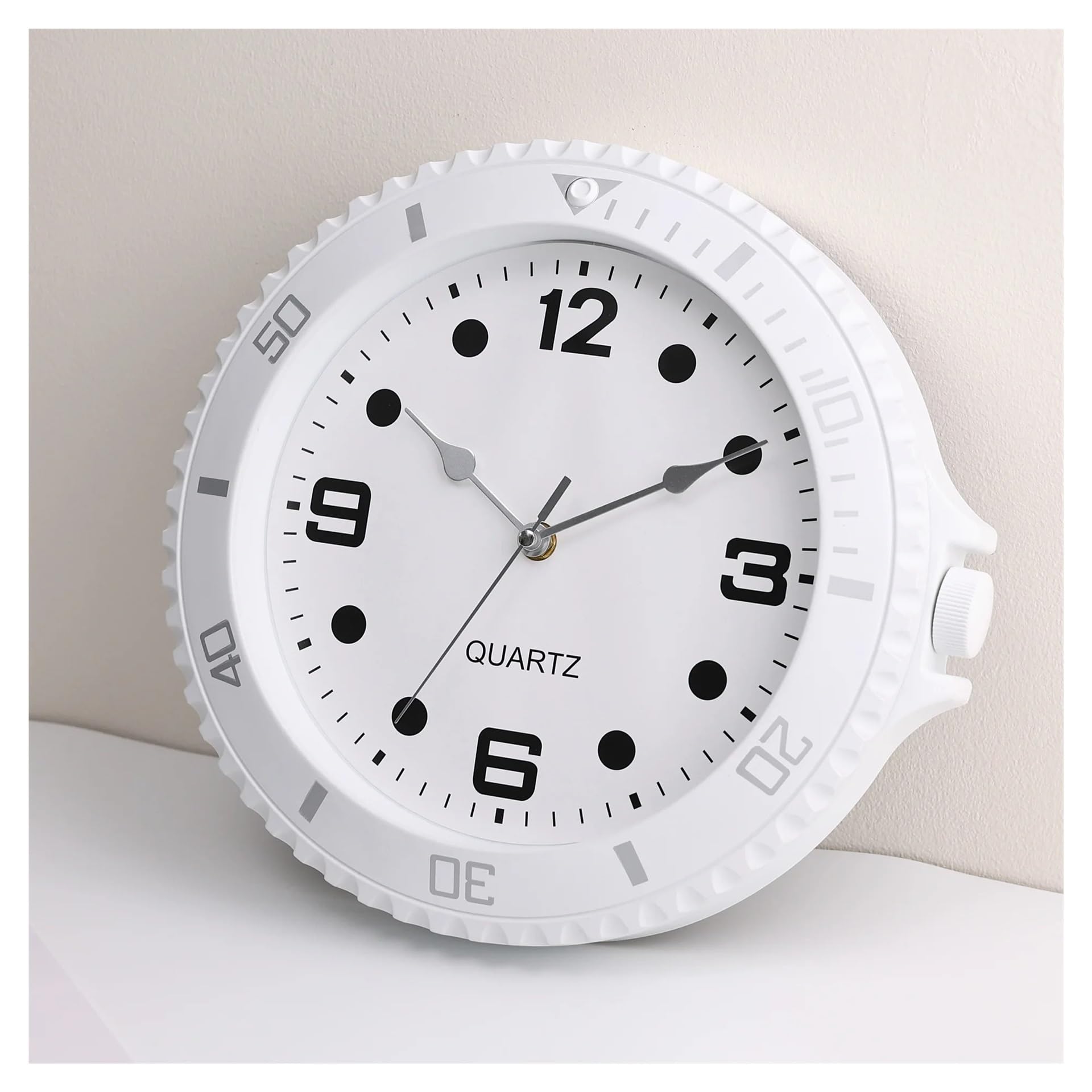 LUYSGBXR Wall Clock Wall Clock Silent Quartz Needle Luxury Sweep Second Home Creative Water Ghost(White-30cm)