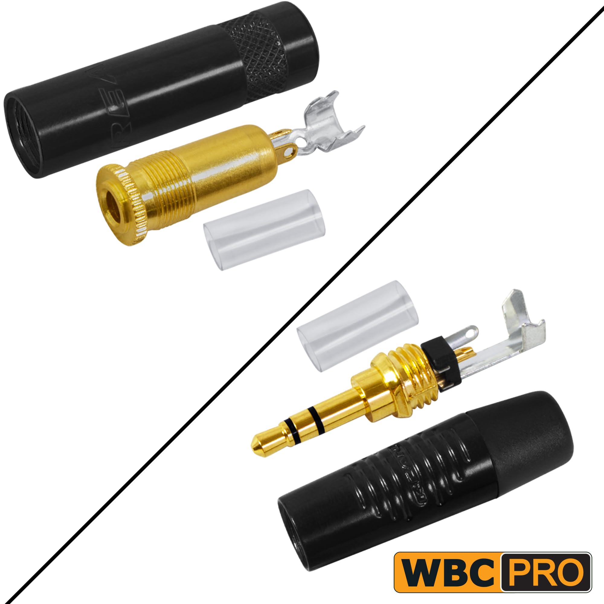 WBC-PRO-Quad-MINI - Cavo ausiliario bilanciato Mini-Star-Quad ultra silenzioso ultra flessibile con connettori Neutrik-Rean da 3,5 mm Gold Mini TRS maschio e femmina