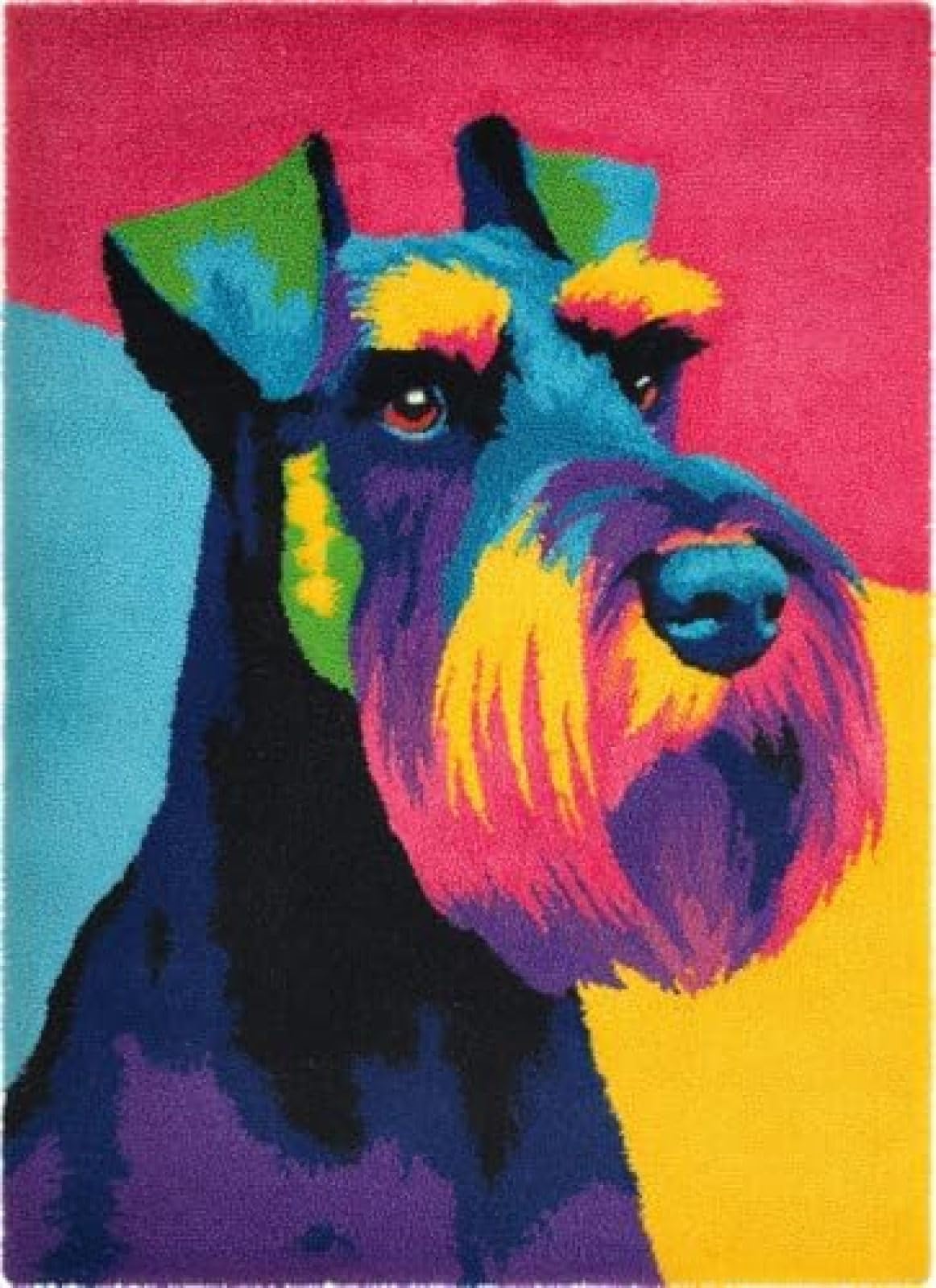 XDEGHUANGSS Latch Hook Rug Kit Giant Schnauzers Dog Cushion Cover DIY Craft Set Pre-Printed Mat 38x52cm for Home Decor-4