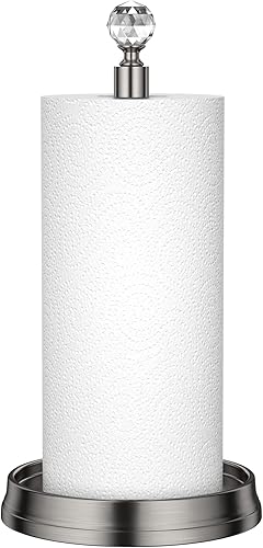 KASUNTO Soporte para toallas de papel (con bola de cristal), soporte para toallas de papel de acero para encimeras de cocina, barras y mesas de