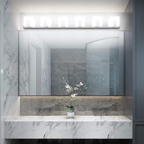 Miniatura 6 de Aipsun Moderna lámpara LED de tocador para baño, acrílico blanco esmerilado, arriba y abajo, accesorios de pared sobre espejo