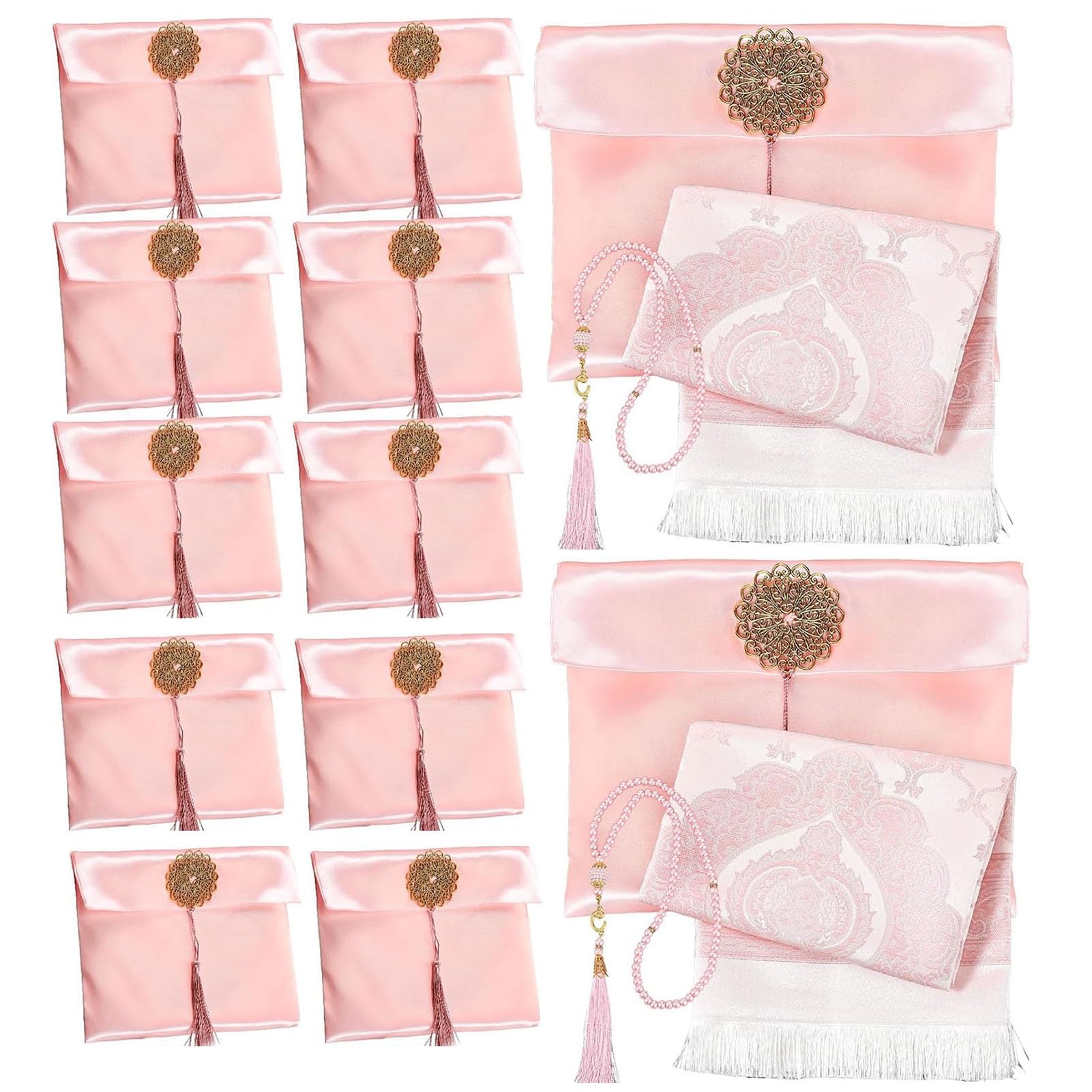 Tapis de prière musulman lot de 10 pochette chapelet ensemble islam