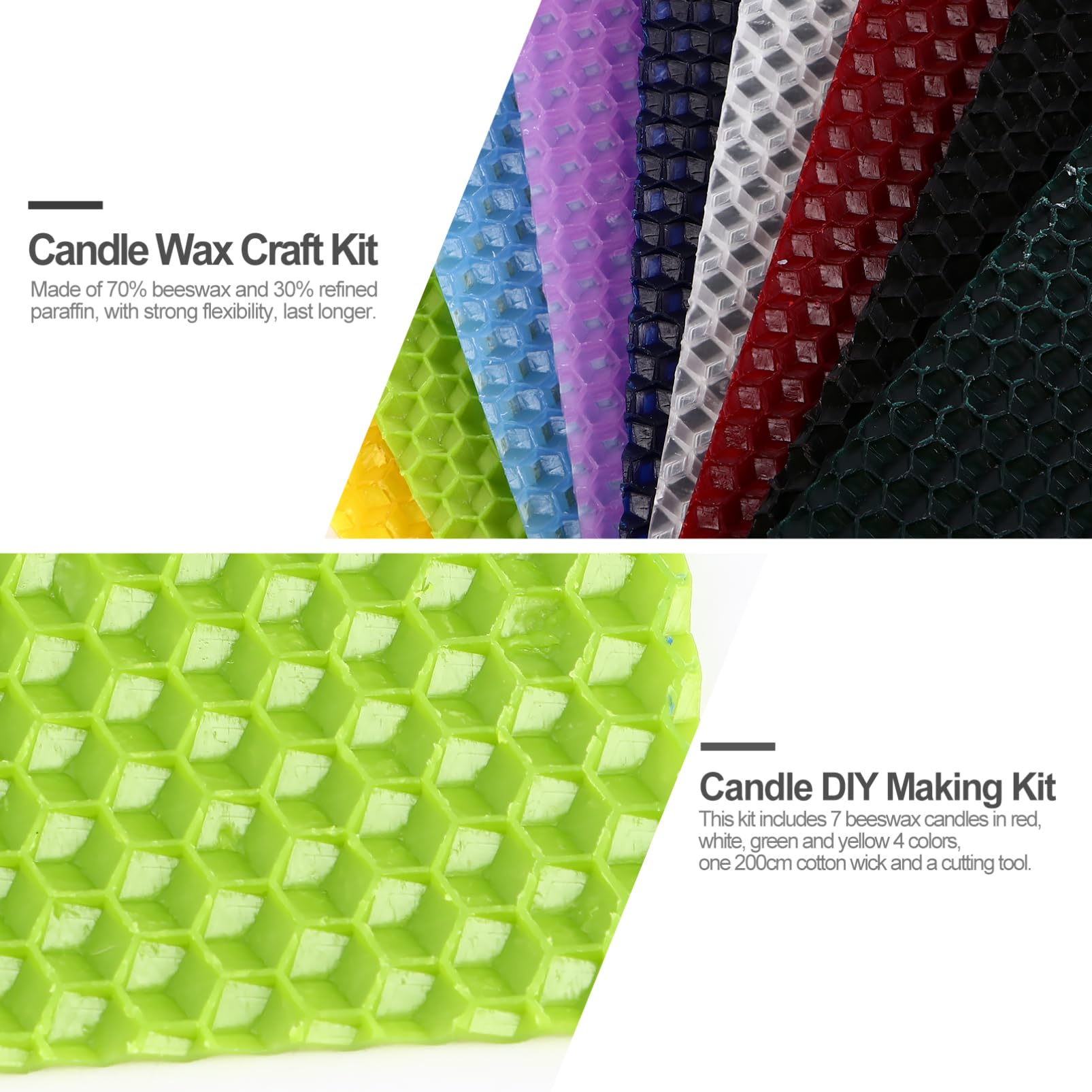 HOMSFOU 9 Pezzi Kit per Creazione Cera Api Fogli Cera Api Colorati Facili da Utilizzare per Attività e Fai da Te per Colore Casuale