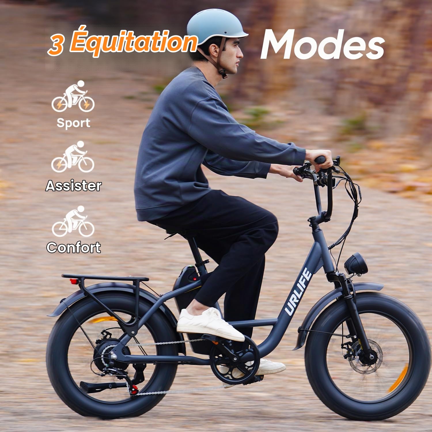 URLIFE 20" x 4.0 Vélo Électrique, VTT Électrique à Gros Pneus avec Batterie Amovible 48 V 15,6 Ah, écran LCD Couleur, 7 Vitesses, Jusqu'à 110 km D'autonomie, avec Suspension Avant pour Adultes