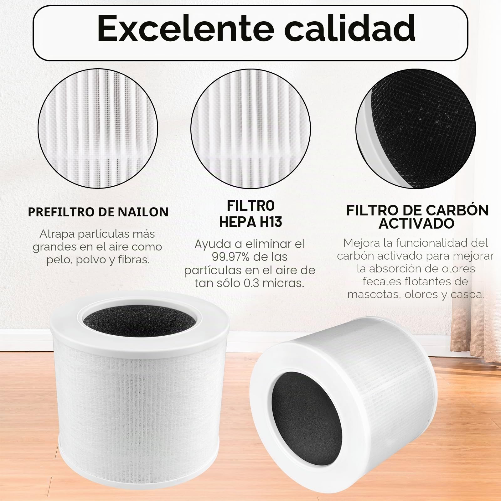 (3 piezas) Core Mini filtros de repuesto compatibles con purificador de aire LEVOIT Core Mini, filtro Hepa verdadero Core Mini H13, filtro HEPA 3 en 1, filtros de carbón activado