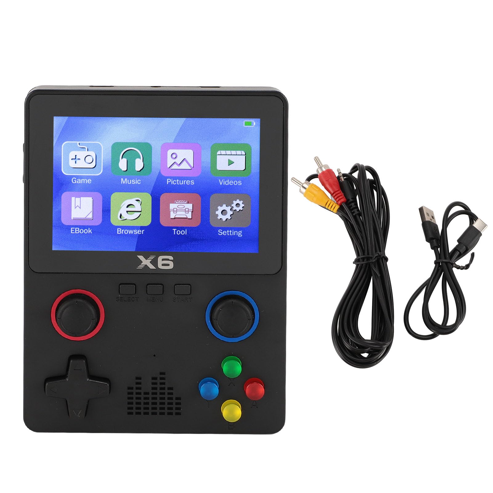 Console di gioco retrò portatile Sustvita con scheda di memoria 32G, console di gioco portatile con 11 emulatori e display IPS da 3,5 pollici (Negro)