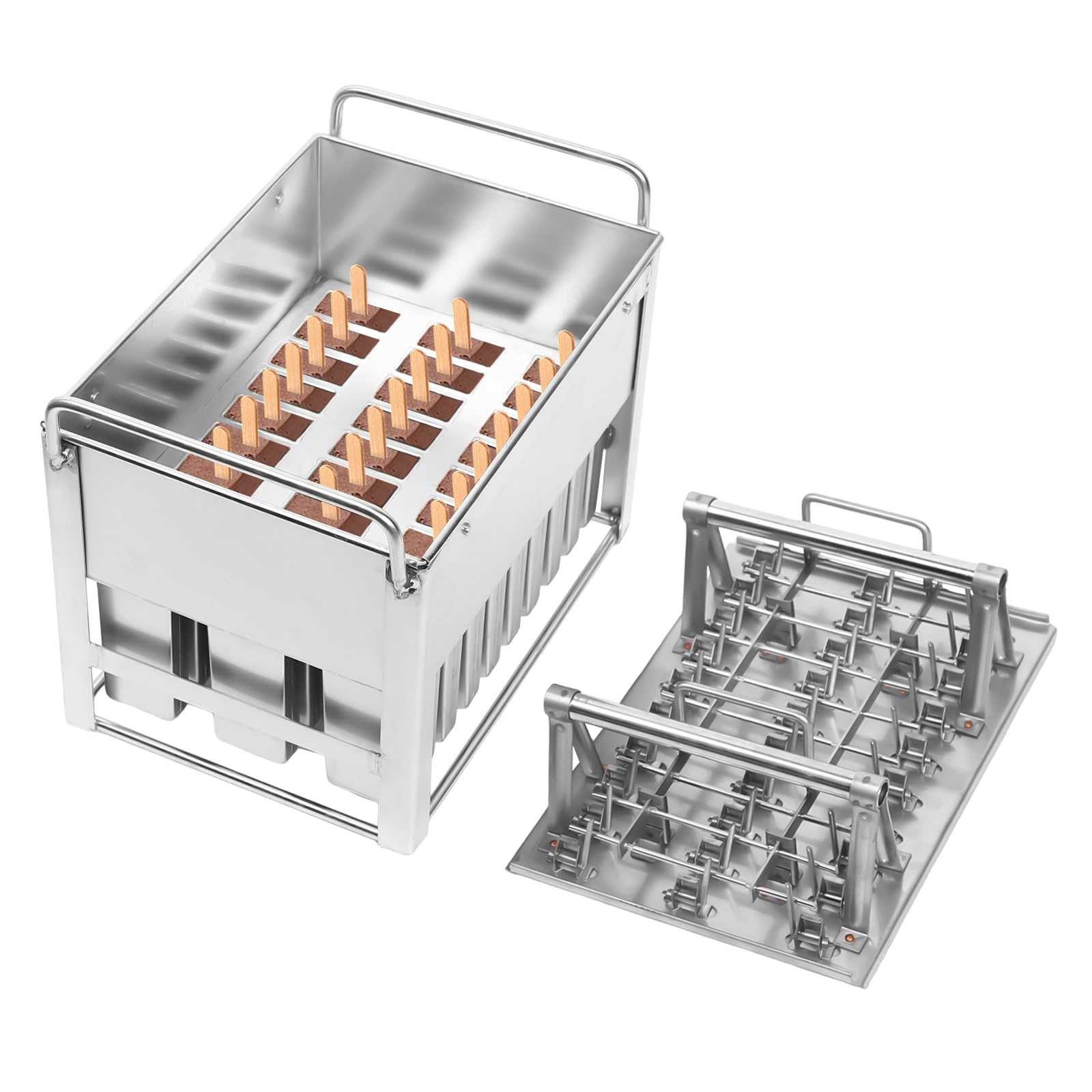 30 Pieces Stainless Steel Popsicle Popsicle Mold Kit Popsicle Lollipop Ice Cream Stick Holder with Cover Stick Holder Commercial Mold