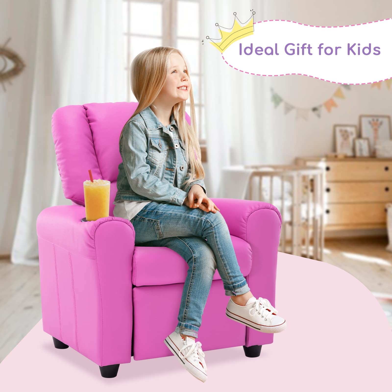 Recliners On Clearance COSTWAY Kids Recliner Sofa, Toddler Leather