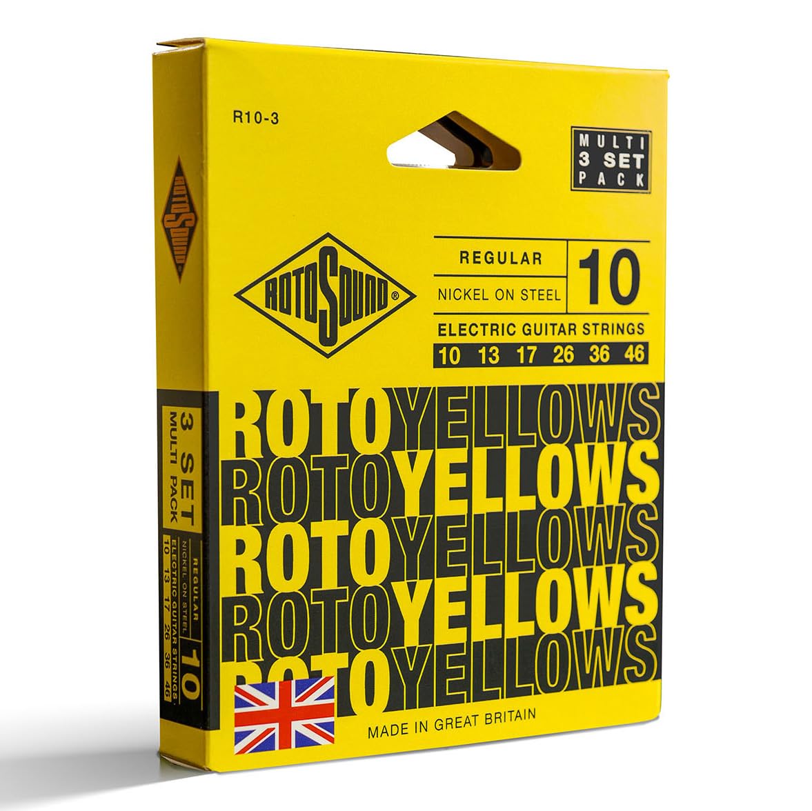 Rotosound R10-3 (Roto Yellows) Electric Guitar Strings 3 Pack