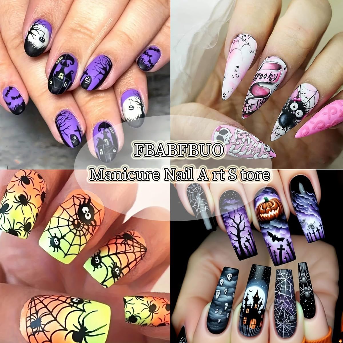 Halloween Nail Art Foils Transfer Stickers Halloween Nail Art Stickers Decals 10Rolls Pumpkin Spider Web Ghost Spider Nail Foils Adhesive Decals Nail Supplies for Women Holiday DIY Manicure Decoration