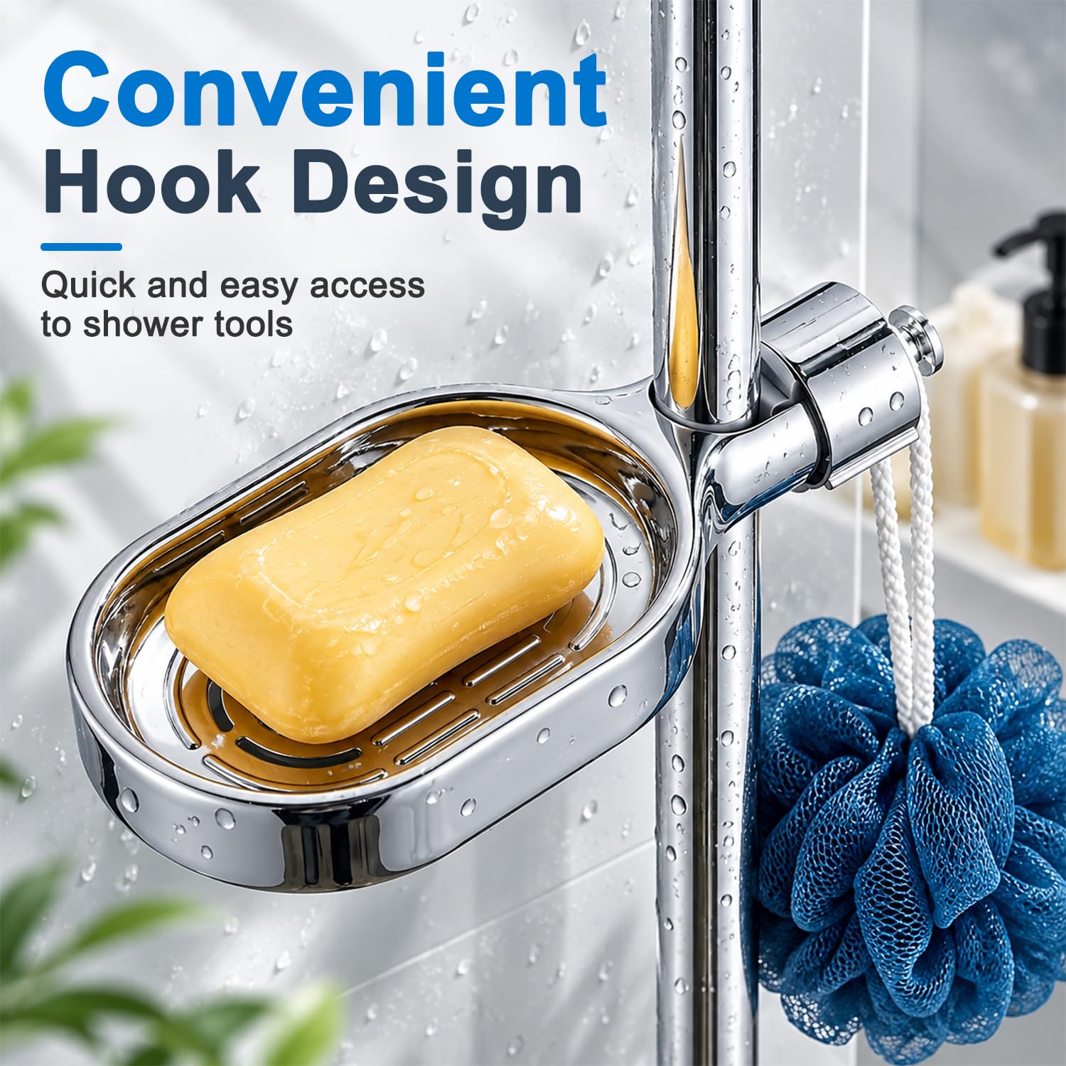 Shower rail soap dish