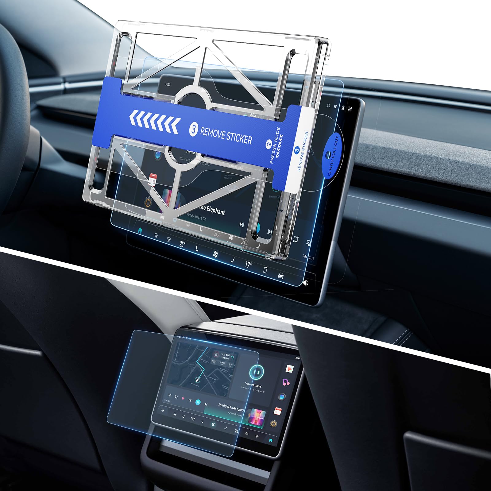 15,4"+8" Protecteur Ecran Mat pour Model Y 2025/3 2024-2026 | 2Pcs Film de Protection Écran Avant et Arrière, Model Y Juniper, avec Kit Alignement, 9H Verre Trempé, Tesla Model 3 Highland