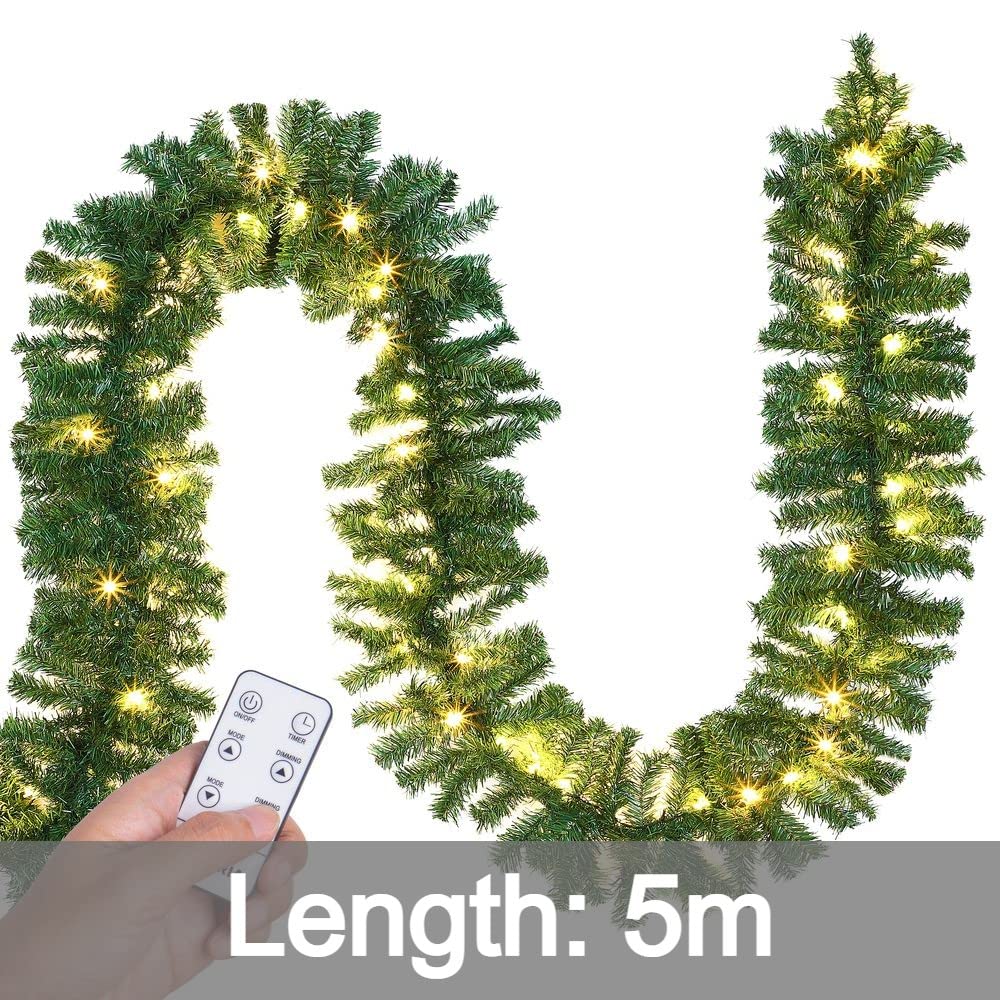 Casaria Ghirlanda di Natale 5m con Telecomando 100 Luci LED Interno Esterno Luce Festa Bianco Caldo