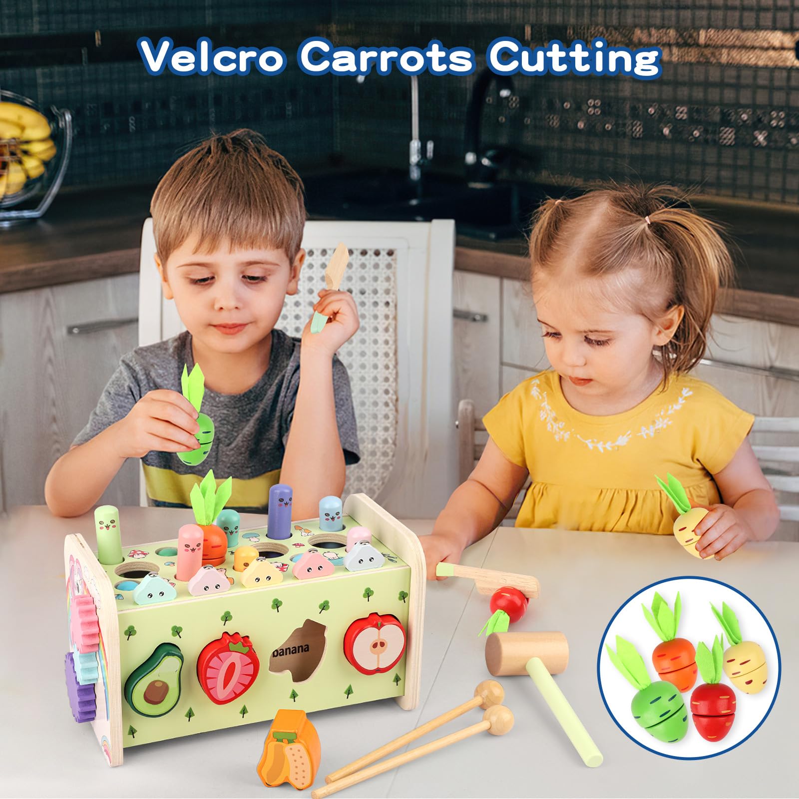 10 in 1 Giochi Montessori 1 Anno, Giocattoli Bambini Cubo Multiattivita Legno Gioco Educativi Bambi con Gioco Pesca, Strumenti Xilofono, Acchiappa La Talpa, Regalo Compleanno 2 3+ Anni 12+ Mesi