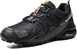 Tênis de caminhada masculino para caminhada ao ar livre, trilha, corrida, impermeável, antiderrapante, Preto, 37