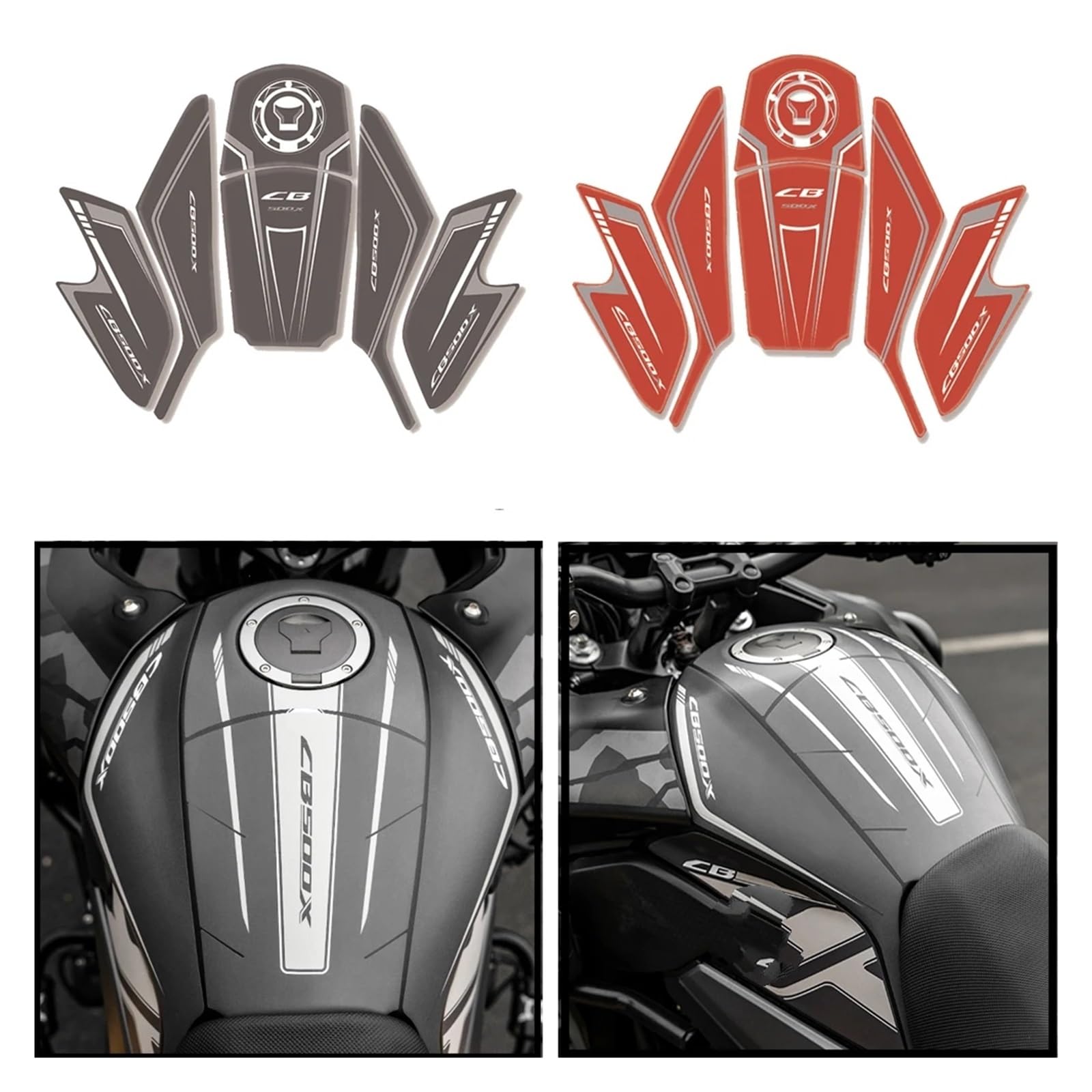 Per Accessori CB500X Moto CB500X Protezione Adesivo Decorazione Decalcomania Protezione Serbatoio Tappo Serbatoio(6 Red)