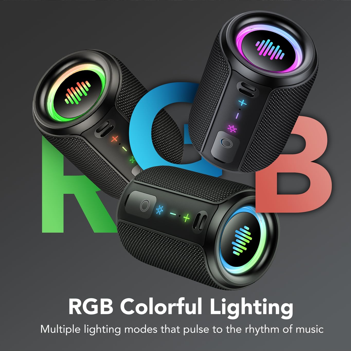 Cassa Bluetooth Portatile Potente 15W, Mini Altoparlante Bluetooth 5.4, IPX7 Impermeabile, Luci LED Colorate, Bassi Potenti, 12 Ore di Autonomia, Accoppiamento TWS, Speaker Bluetooth da Esterno Feste