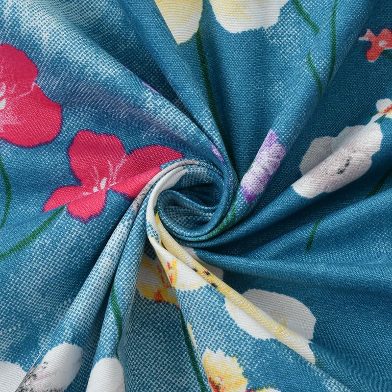 Image of NEW LEAF Cotton Fitted King Size Bedsheets with 2 Pillow Covers | Elastic Fitted | Wrinklefree | Ultrasoft |Winter Bedsheet 220 tc tc Floral | 710x72+10 Inches, Blue White