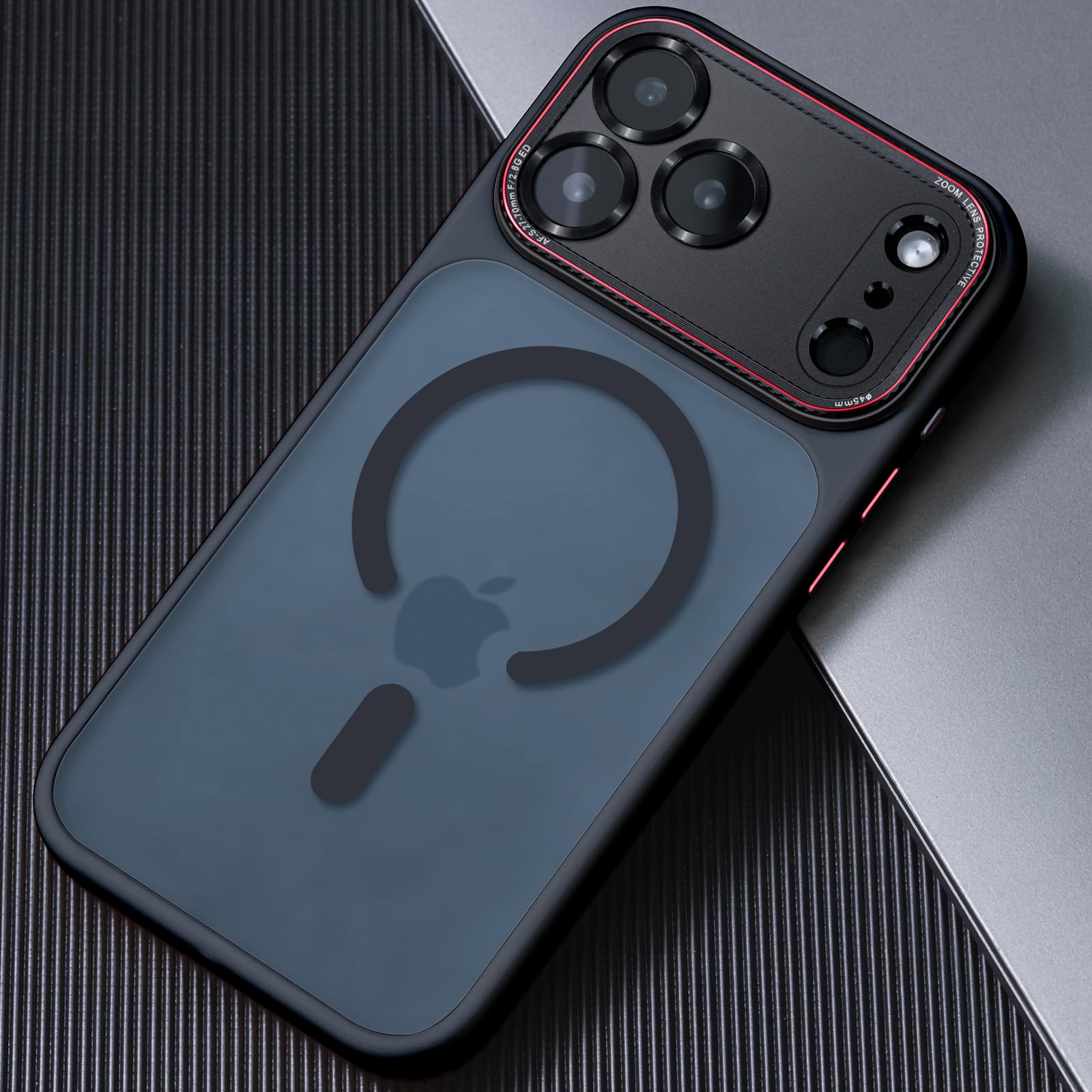 JUESHITUO Cover per iPhone 17 Pro Max Compatibile con MagSafe, [Protezione Lente e Pulsante della Fotocamera][Antigraffio, Antipolvere, Antiurto], Custodia Protettiva Traslucido Opaco - Nero