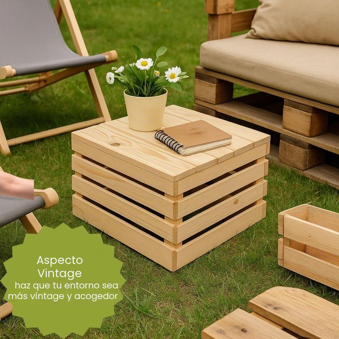 Cajas de Madera Grandes - Frutero Madera - 3 cajas - decorativa para almacenamiento, estante, jardín, interior o exterior - 50 x 40 x 30 cm